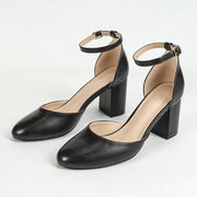 Women Pointed Toe Low Chunky Block Heels