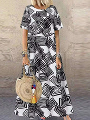 Geometric Printed Dress Robe Bohemian Maxi Long Dresses