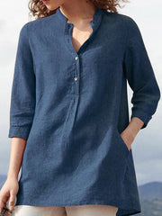Casual Stand-Up Collar Loose Fitting Blouse