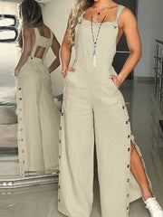 Casual Wide-Leg Jumpsuit with Side Pockets