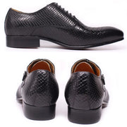 Men Leather Oxford Shoes Snake Skin Print Business