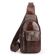 Чанта за рамо за мажи Кожна чанта за градите на iPad Гроздобер патувачка машка торба
