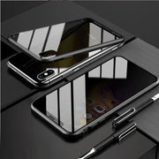 Custodia in Metallu Doppia Privacy Magnetica Anti Peeping per iPhone Nera