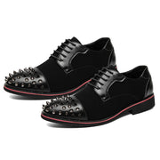 Black Punk Shoes Rivet Breathable Lace-up Shoes for Men