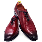 أحذية للرجال أحذية أكسفورد كلاسيكية مصنوعة يدويًا بطبعة تمساح