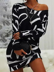 Sexy Lady Casual Off Shoulder Dress Long Sleeve