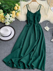 Emerald Green Maxi Dress Cotton Strap Long Women In Sexy Dress