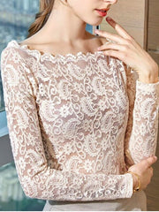 Sexy Lace Top Hollow Out Off Shoulder Lace Blouse