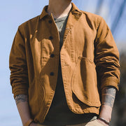 Men Work Wear Cotton Coats Multi Pocket Jacket