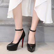 Black Pointed Toe Cross Buckle Strap Dance Shoes