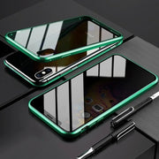 Strieborné kovové puzdro Anti Peeping Magnetic Double Privacy pre iPhone