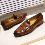 Mocasini pentru bărbați Pantofi cu curele de călugăr din piele