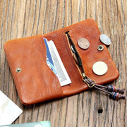Винтажный короткий кошелек для монет ручной работы на молнии