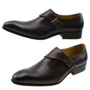 Classic Genuine Leather Buckle Monk Strap Brogues Shoes