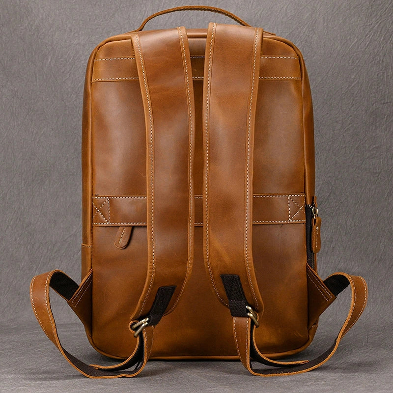 crazy horse mens leather backpack Classic Travel Retro Men Crazy Horse Leather Backpack – Come4Buy eShop