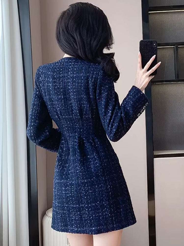 Casual Waist slimming and high-end Tweed Dress Come4Buy eShop Casual Waist slimming and high-end Tweed Dress Come4Buy eShop
