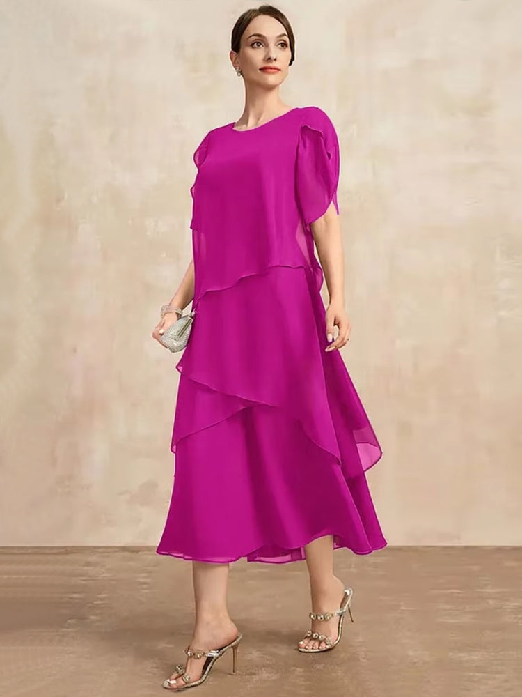 Elegant Women Burgundy Chiffon Midi Dress Come4Buy eShop Elegant Women Burgundy Chiffon Midi Dress Come4Buy eShop
