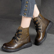 Hnědé kožené kotníkové boty pro ženy