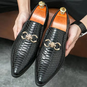 Artificial Leather Loafers Mini Crocodile Pattern