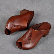 Soft Leather Fish Mouth Mother's Shoes