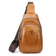 Men Genuine Leather Back Anti-theft Zipper Pocket Chest Bag Fashion Casual Wear-resistant Crossbody Bag Shoulder Bag