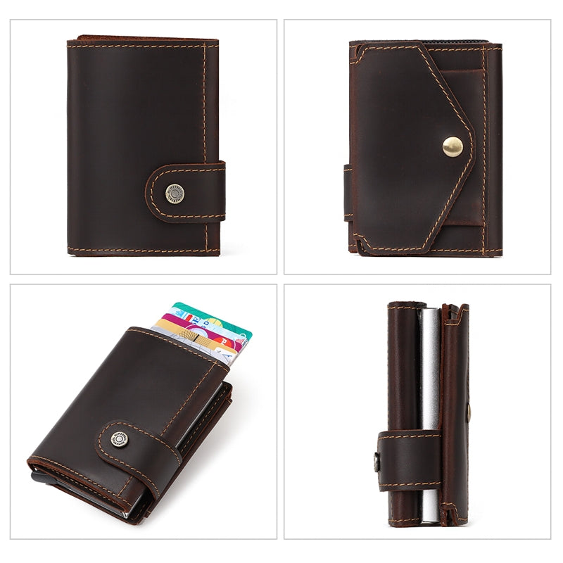 Men's vintage leather wallet coin purse wallet with coin pocket coin purse  and card holder,Black - Walmart.com