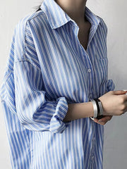 Fashion Mid-length Striped Shirt Skirt