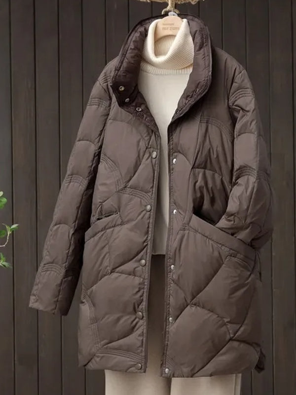 Fashion Stand Collar Women's Down Jacket | Ultra Light White Duck