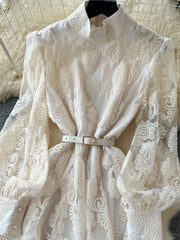 Elegant Stand Neck Belt Dinner Party Maxi Dresses