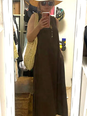 Women Simple Loose Round Neck Sleeveless Daily Dress
