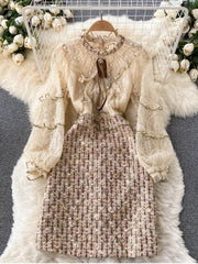 Vestido de fiesta lujoso con volantes y cuentas para mujer