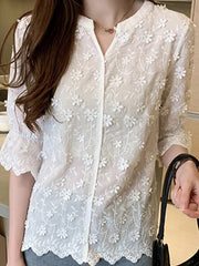 Elegant Tops Lace Women Blouses