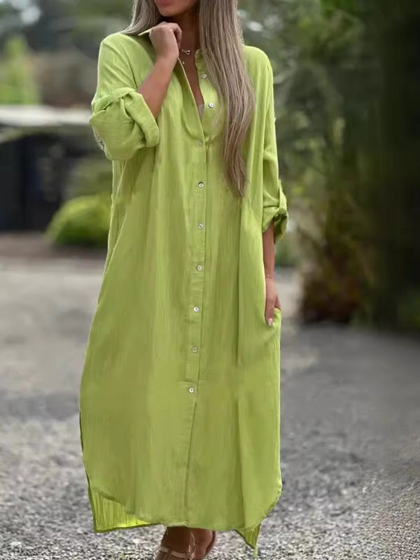 Spring Cotton Linen Solid Pocket Oversize Shirt Dresses Come4Buy eShop Spring Cotton Linen Solid Pocket Oversize Shirt Dresses Come4Buy eShop