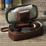 Portable Herb Smoke Pipe Case Leather Bag