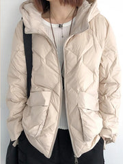 Jachetă de iarnă pentru femei 90% puf de rață albă | Îmbrăcăminte vestimentară lejeră