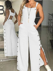 Casual Wide-Leg Jumpsuit with Side Pockets