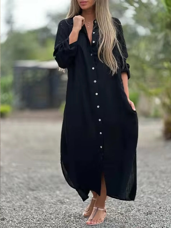 Spring Cotton Linen Solid Pocket Oversize Shirt Dresses Come4Buy eShop Spring Cotton Linen Solid Pocket Oversize Shirt Dresses Come4Buy eShop