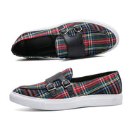 Classic Canvas Plaid Loafers For Men