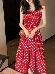 Polka Dot Shoulder Sexy Dresses