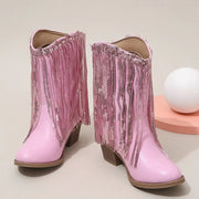 Tassels Pink Elegant Britain Princess Children Boot