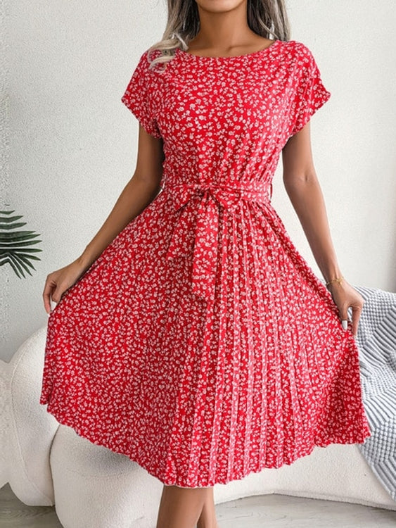 Модные летние цветочные короткие платья с круглым вырезом для женщин