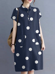 Váy Midi in họa tiết chấm bi bằng cotton cho nữ