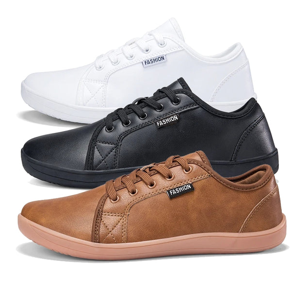 Wide Toe Men Minimalist Shoes Comfortable Sneakers Leather