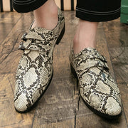 Stylish Men Snake Print Casual Dress Shoes