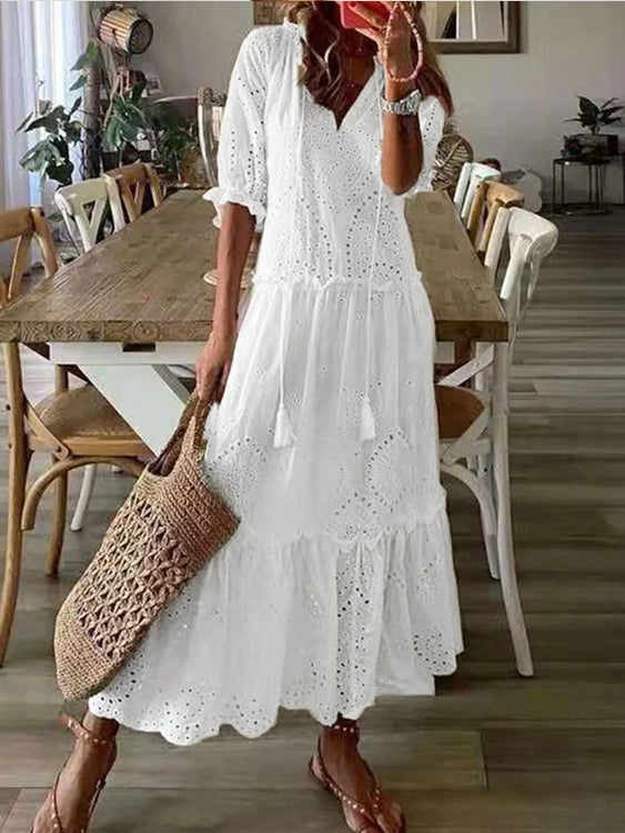 White Plus Size Ruffle Dress