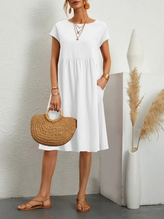 Casual Splicing Pocket Midi Dress