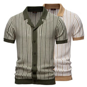 Men Striped Breathable Polo Shirt