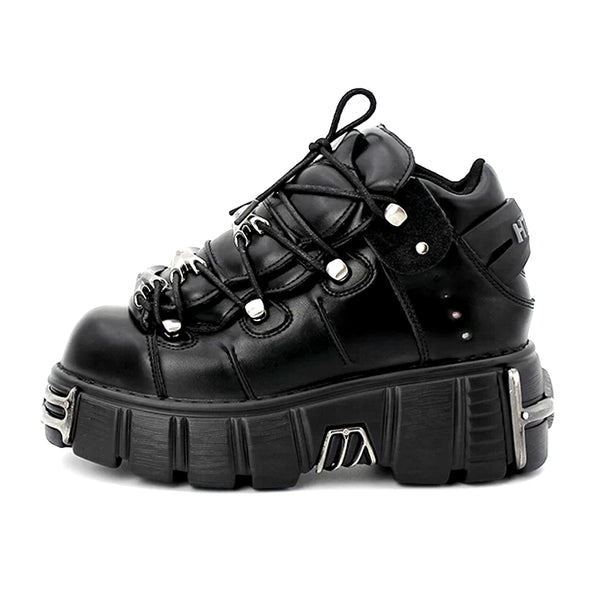Women Rock Boots Metal Decor Punk Style Sneakers