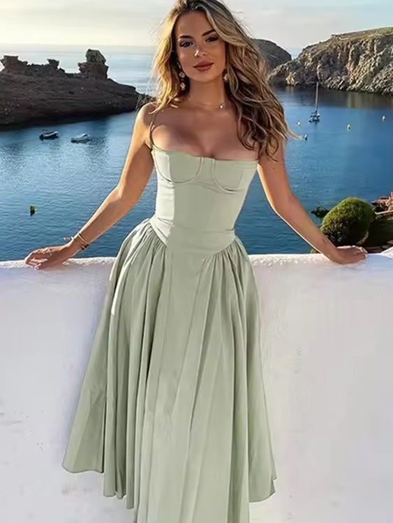 Elegant Events Corset Dress Sexy Strapless Midi Dresses