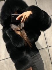 Moteriški dirbtinio kailio trumpi paltai